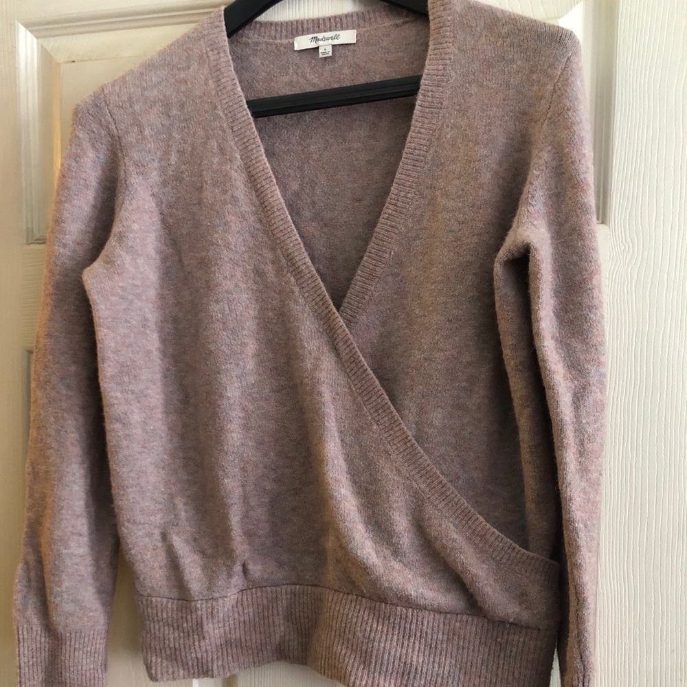 Madewell Wrap-front Pullover Sweater, size small.